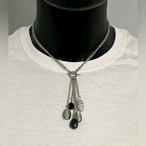 Lia Sophia Convertible Necklace, Silver, Black, White Gray.